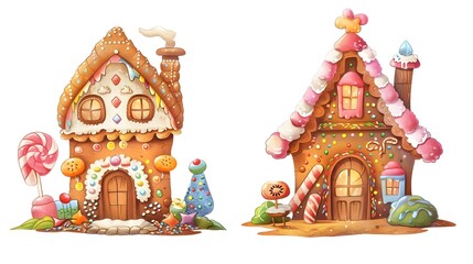 Captivating Fairytale Cartoon Gingerbread and Marshmallow Cottage with Colorful Candy Sprinkle Details