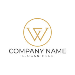 Naklejka premium GW initial logomark with the letter GW in modern geometric shape and the logo is in luxury and elegant style in gold color