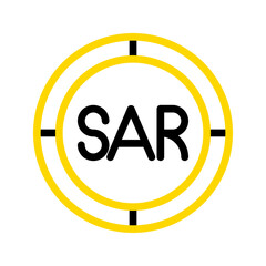 Arabian riyal currency icon. financial coin symbol with modern color outline style. editable stroke illustration.