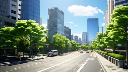 Obraz premium Urban evolution a cityscape journey from low buildings to skyscrapers reflecting growth