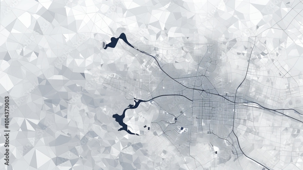 Poster elegant map design featuring delicate lines in grid and diagonal patterns on neutral backdrop