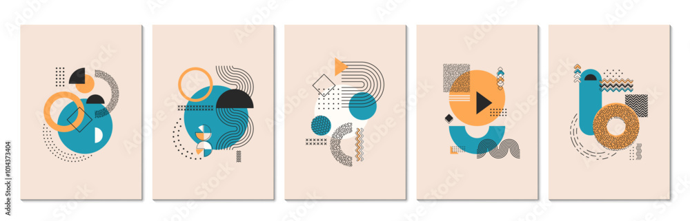Poster abstract modern memphis posters. with graphic geometric shapes and elements, exude creativity and dy