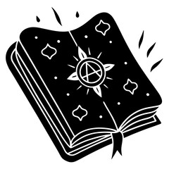 Witch's spellbook with glowing symbols
