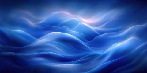 Fototapeta premium Abstract Blue Wavy Pattern with Glowing Light