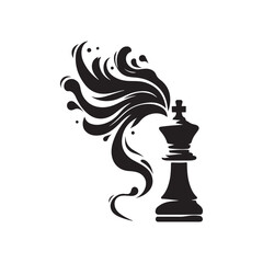 Silhouette of chess king with smoke