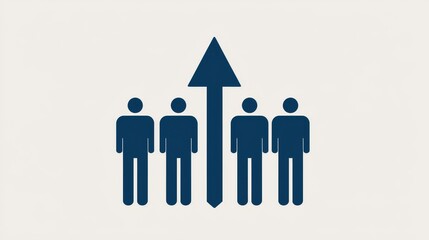 Four people icons with an upward arrow 