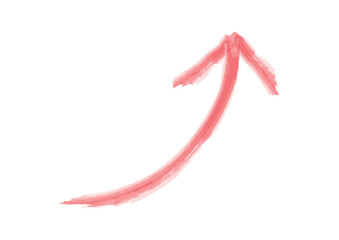 上昇する赤色の矢印の水彩風イラスト