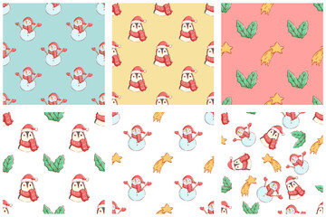 christmas doodle icons seamless pattern. cute christmas illustration