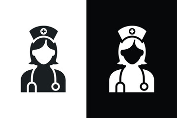 Female Nurse icon silhouette illustration. Nurse vector graphic illustration. Suitable for website design