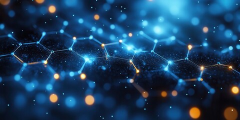 Obraz premium Abstract Digital Network of Interconnected Nodes with Glowing Points of Light