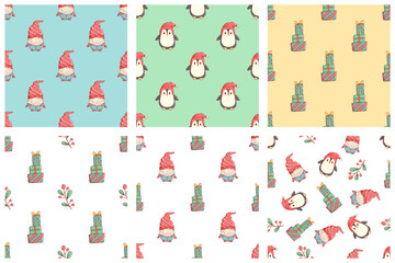 Obraz premium christmas doodle icons seamless pattern. cute christmas illustration