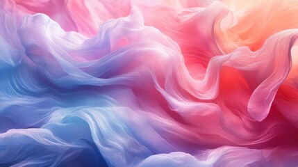 Fototapeta premium Abstract Draped Fabric in Soft Blue and Pink Hues, Evoking Delicate Sensuality and Airy Grace