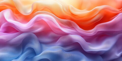 Obraz premium Abstract Drapery of Soft, Flowing Fabric in Gradient Hues of Peach, Pink, and Blue