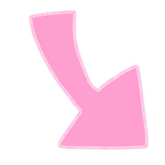 右下向き矢印のかわいい手書き風イラスト