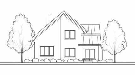 Continuous line simple house. One line illustration of housing,real estate,property. Single line vector illustration.