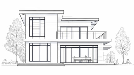 Continuous line simple house. One line illustration of housing,real estate,property. Single line vector illustration.