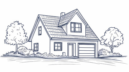 Continuous line simple house. One line illustration of housing,real estate,property. Single line vector illustration.