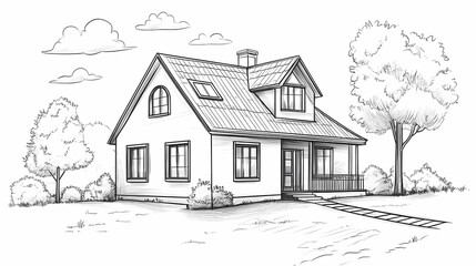 Continuous line simple house. One line illustration of housing,real estate,property. Single line vector illustration.