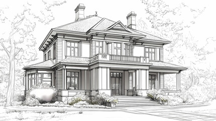 Continuous line simple house. One line illustration of housing,real estate,property. Single line vector illustration.