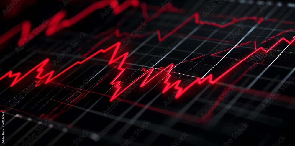 Poster red line graph on black background
