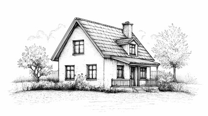 Continuous line simple house. One line illustration of housing,real estate,property. Single line vector illustration.