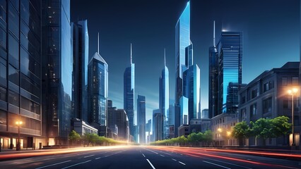 Naklejka premium night city landscape