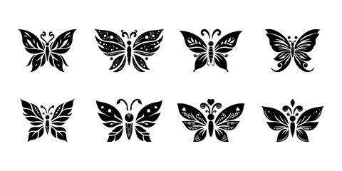 design collection with black butterfly silhouette art with different looks