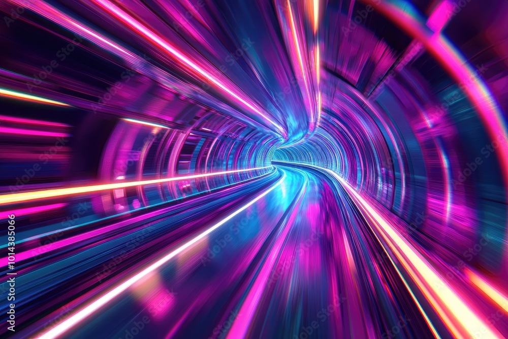 Poster a vibrant tunnel of light and color, showcasing dynamic motion and energy, perfect for sci-fi or abs