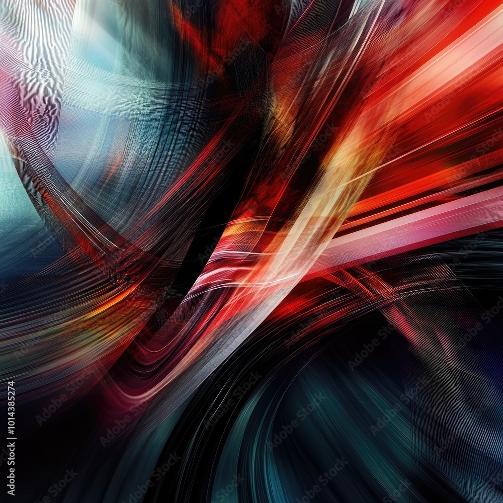 Aufkleber dynamic abstract composition with vibrant colors and fluid patterns, creating an energetic and moder