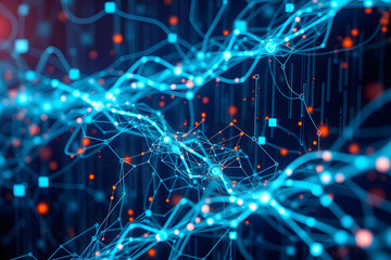 Glowing blue fractal explosion, abstract background with lights, design concept for futuristic technology wallpaper