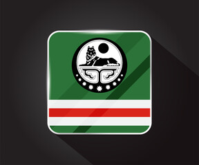 Chechen flag glossy square icon illustration