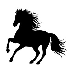 white and black horse silhouette