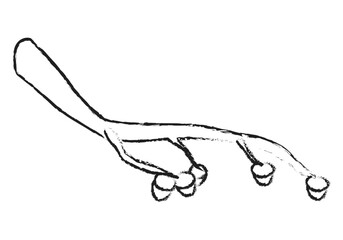 Rama de árbol con bellotas dibujado con lápiz negro