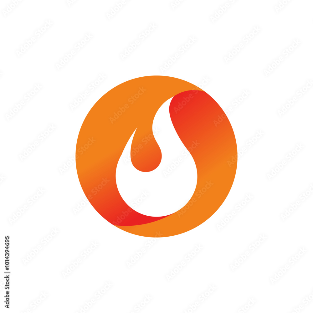 Poster minimalist and modern style of a flame in negative space isolated by the orange fire gradient color 