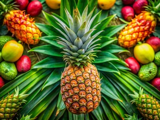 Fototapeta premium Bright pineapple texture brings a burst of tropical vibes, creating a colorful backdrop for culinary delights while