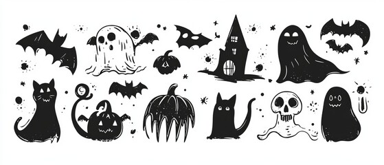 Obraz premium Halloween concept icons