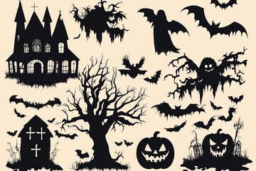 Obraz premium Halloween concept icons