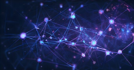abstract representation of artificial intelligence, with neural network patterns glowing in neon blues and purples