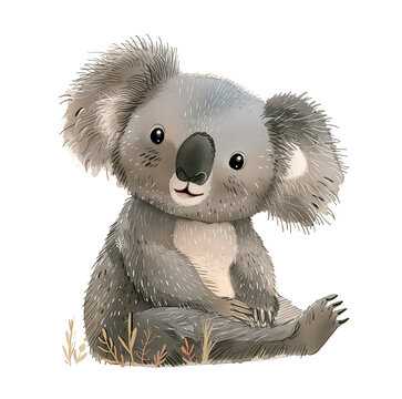 Illustration of a cute koala for the design of children's products. Watercolor illustration in pastel