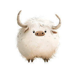 Illustration of a cute yak for the design of children's products. Watercolor illustration in pastel colors.