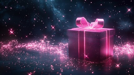 Gift box with ribbon and bow with copy space, perfect for Christmas, birthday, or any special occasion