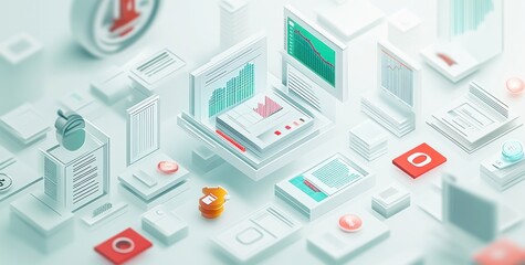 Abstract representation of data analysis and visualization tools in a digital environment.