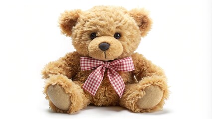Obraz premium Cute teddy bear PNG featuring a bow, perfect for charming designs and lovely decorations in your creative projects.