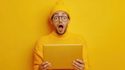 The Surprised Man with Laptop