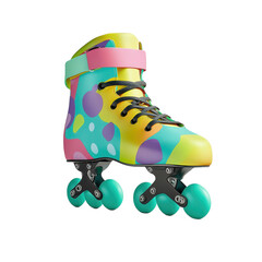 Vibrant Roller Skate with Colorful Design on transparent background