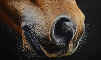 Closeup of a horse's wet nose.