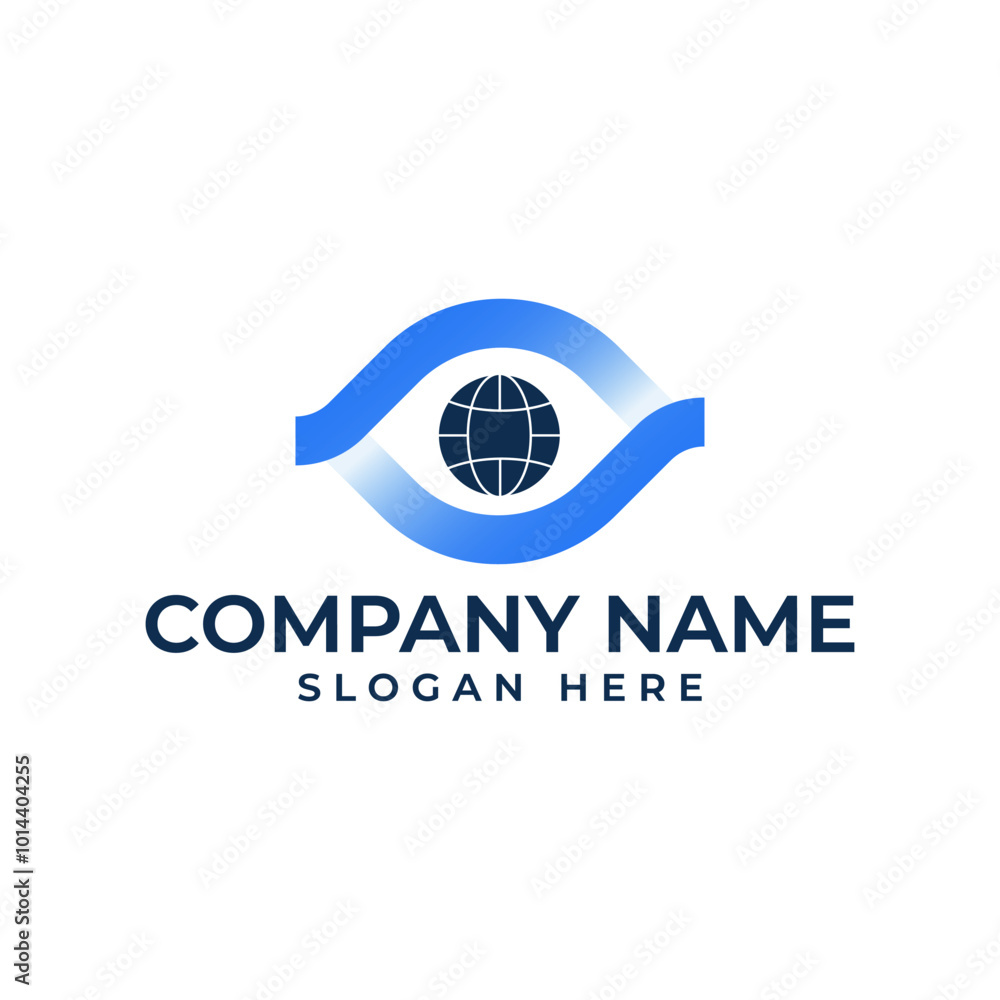 Poster earth in navy color isolated by the eye in blue with the fading effect represent the monitoring and 