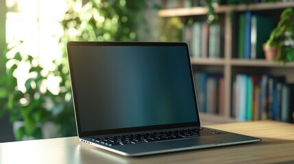 Fototapeta premium The Laptop on Wooden Desk