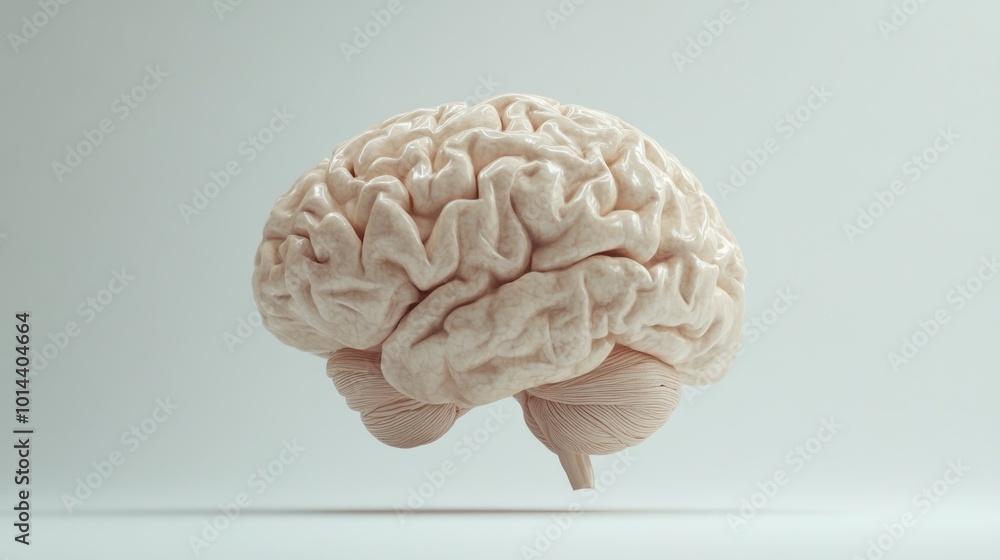 Poster a realistic 3d rendering of a human brain, showcasing its intricate structure.
