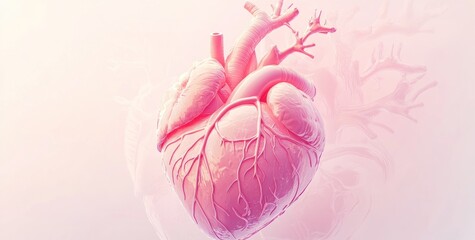 A stylized, anatomical heart illustration in soft pink tones, emphasizing beauty and biology.